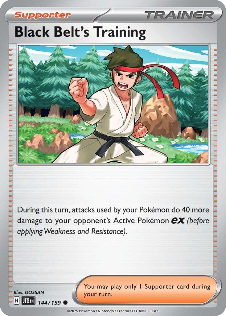 Black Belt's Training - 144/159 [JTG - 144/159] Condition: Near Mint Collectible Trading Cards SV09: Journey Together Also available: Language: English Printing: Reverse Holofoil