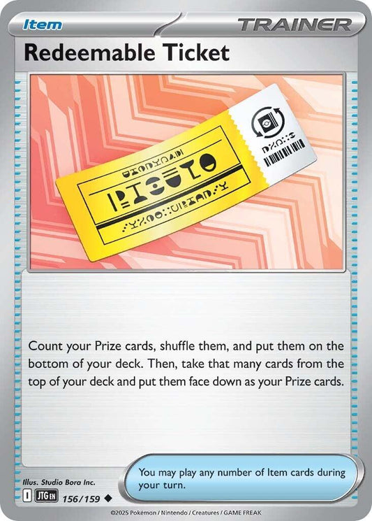 Redeemable Ticket [JTG - 156/159] Condition: Near Mint Collectible Trading Cards SV09: Journey Together Also available: Language: English Printing: Reverse Holofoil