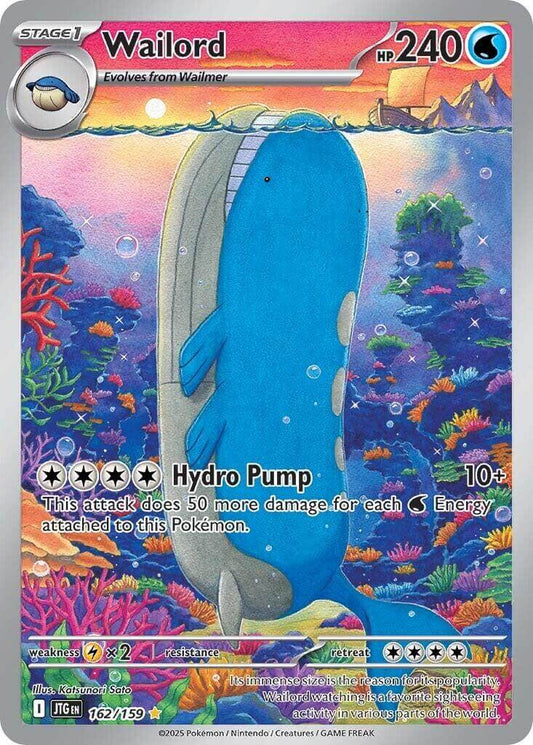 Wailord - 162/159 [JTG - 162/159] Condition: Near Mint Collectible Trading Cards SV09: Journey Together Also available: Language: English Printing: Holofoil