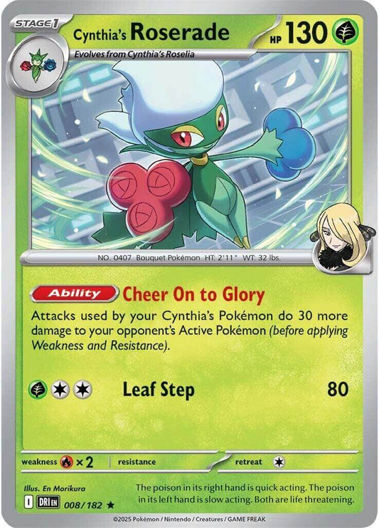 Cynthia's Roserade [DRI - 008/182] Condition: Near Mint Collectible Trading Cards SV10: Destined Rivals Also available: Language: English Printing: Holofoil