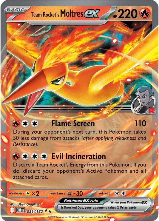 Team Rocket's Moltres ex [DRI - 031/182] Condition: Near Mint Collectible Trading Cards SV10: Destined Rivals Also available: Language: English Printing: Holofoil
