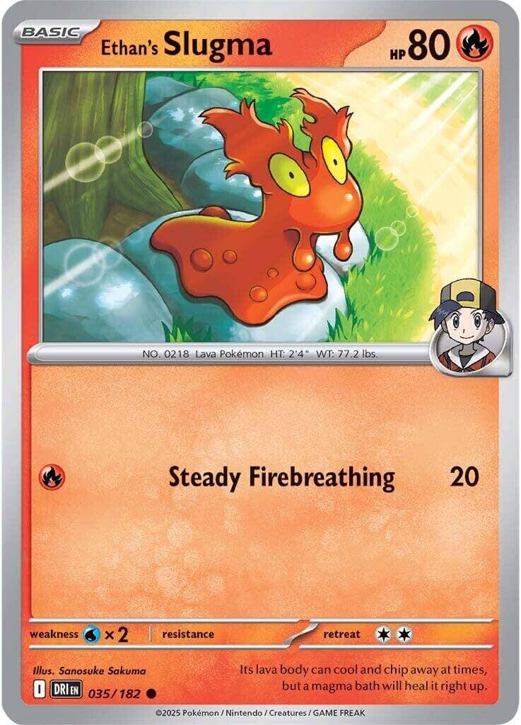 Ethan's Slugma [DRI - 035/182] Condition: Near Mint Collectible Trading Cards SV10: Destined Rivals Also available: Language: English Printing: Reverse Holofoil