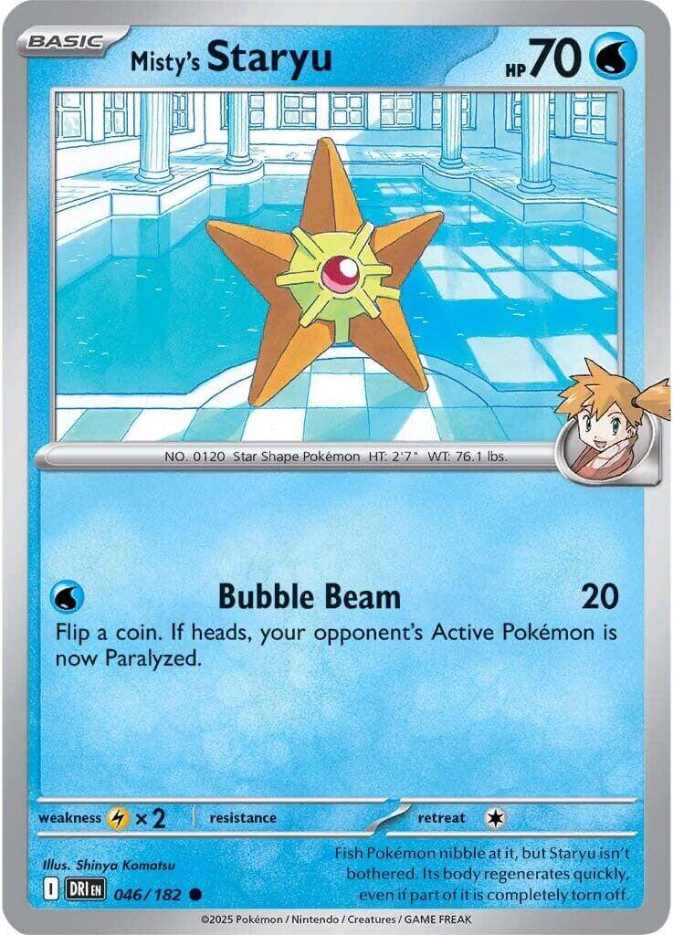 Misty's Staryu [DRI - 046/182] Condition: Near Mint Collectible Trading Cards SV10: Destined Rivals Also available: Language: English Printing: Reverse Holofoil