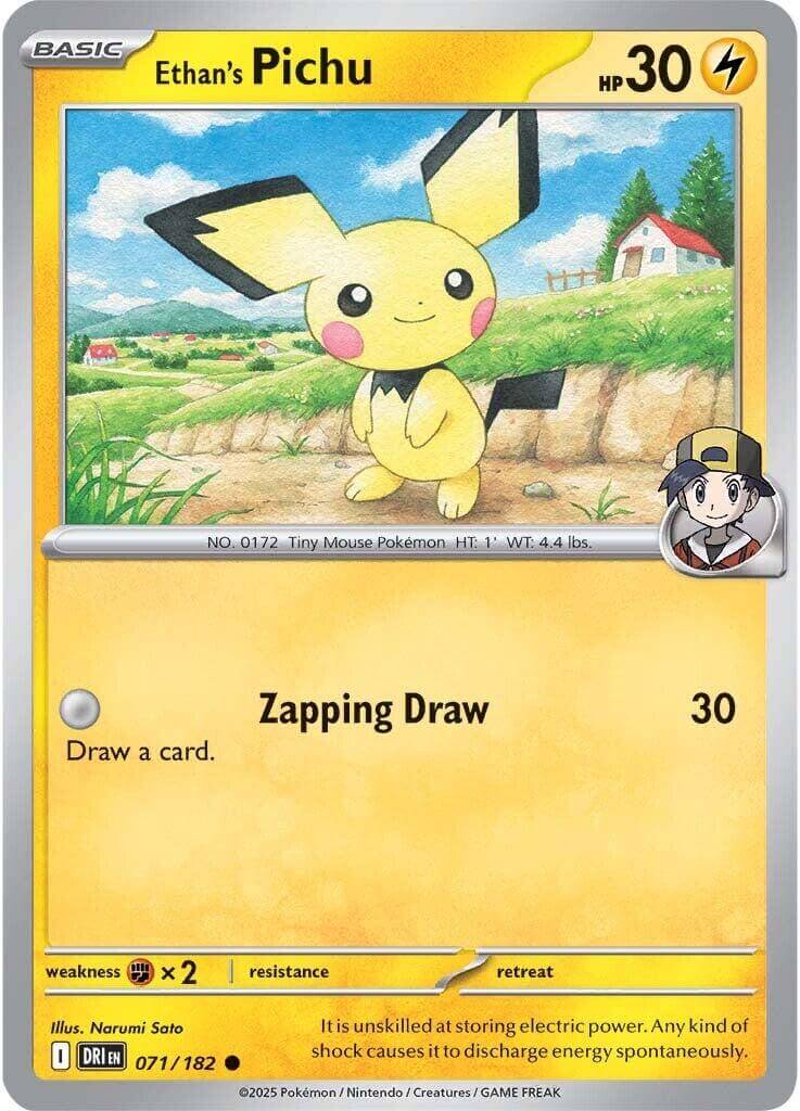 Ethan's Pichu [DRI - 071/182] Condition: Near Mint Collectible Trading Cards SV10: Destined Rivals Also available: Language: English Printing: Reverse Holofoil