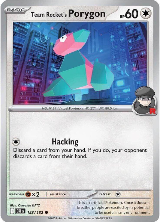 Team Rocket's Porygon [DRI - 153/182] Condition: Near Mint Collectible Trading Cards SV10: Destined Rivals Also available: Language: English Printing: Reverse Holofoil