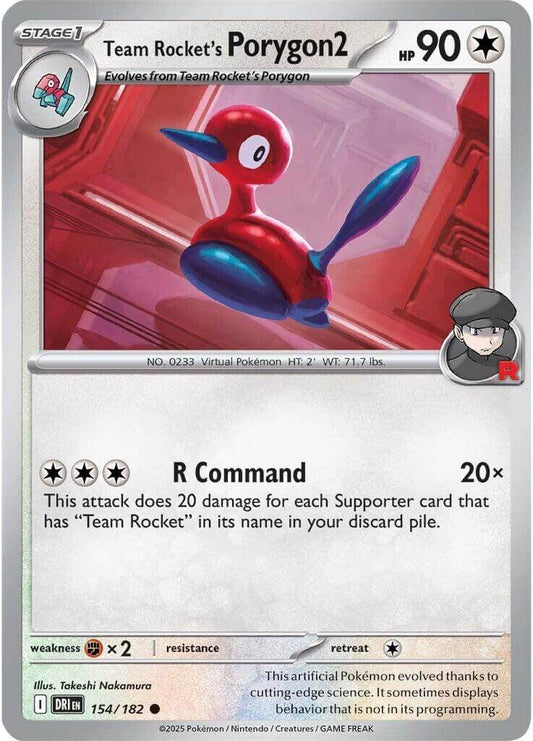 Team Rocket's Porygon2 [DRI - 154/182] Condition: Near Mint Collectible Trading Cards SV10: Destined Rivals Also available: Language: English Printing: Reverse Holofoil