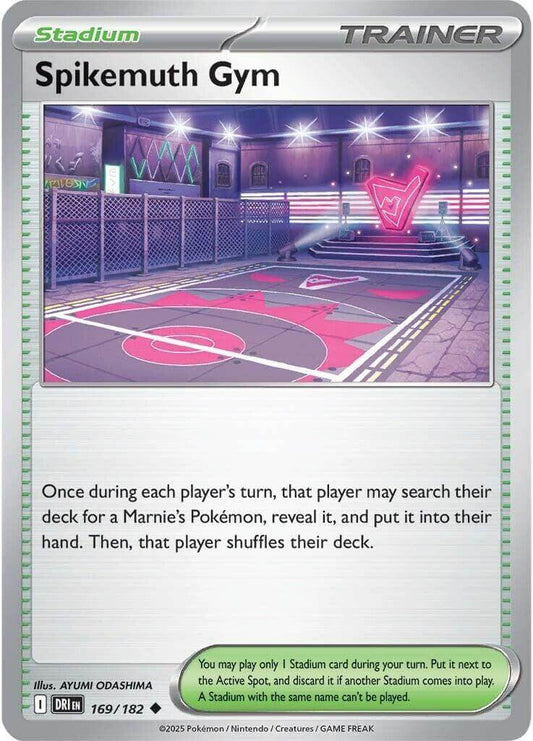 Spikemuth Gym [DRI - 169/182] Condition: Near Mint Collectible Trading Cards SV10: Destined Rivals Also available: Language: English Printing: Reverse Holofoil