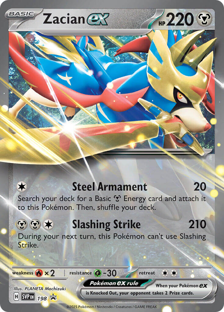 Zacian ex - 198 [SVP - 198] Condition: Near Mint Collectible Trading Cards SV: Scarlet & Violet Promo Cards Also available: Language: English Printing: Holofoil