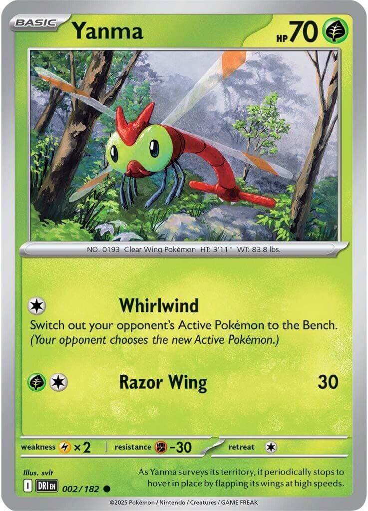 Yanma - 002/182 [DRI - 002/182] Condition: Near Mint Collectible Trading Cards SV10: Destined Rivals Also available: Language: English Printing: Reverse Holofoil
