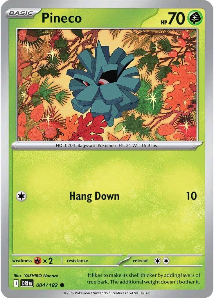 Pineco [DRI - 004/182] Condition: Near Mint Collectible Trading Cards SV10: Destined Rivals Also available: Language: English Printing: Reverse Holofoil