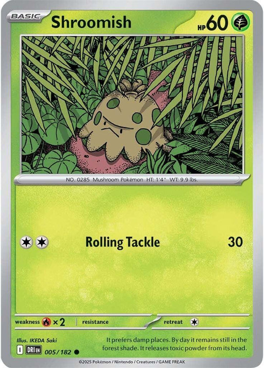 Shroomish [DRI - 005/182] Condition: Near Mint Collectible Trading Cards SV10: Destined Rivals Also available: Language: English Printing: Reverse Holofoil