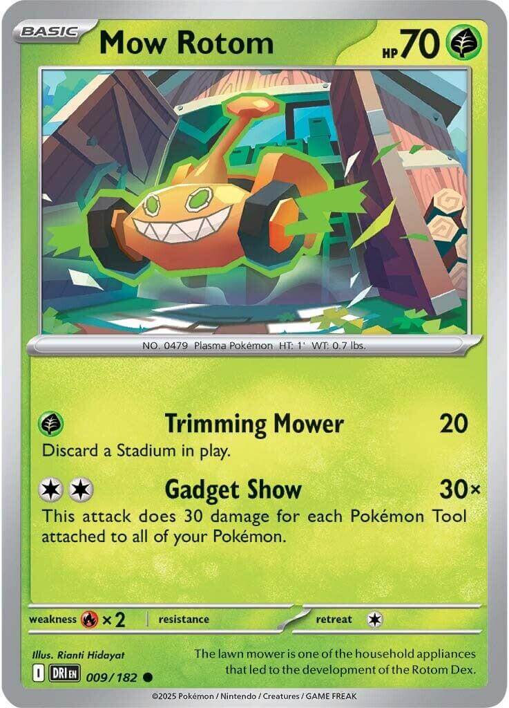 Mow Rotom [DRI - 009/182] Condition: Near Mint Collectible Trading Cards SV10: Destined Rivals Also available: Language: English Printing: Reverse Holofoil