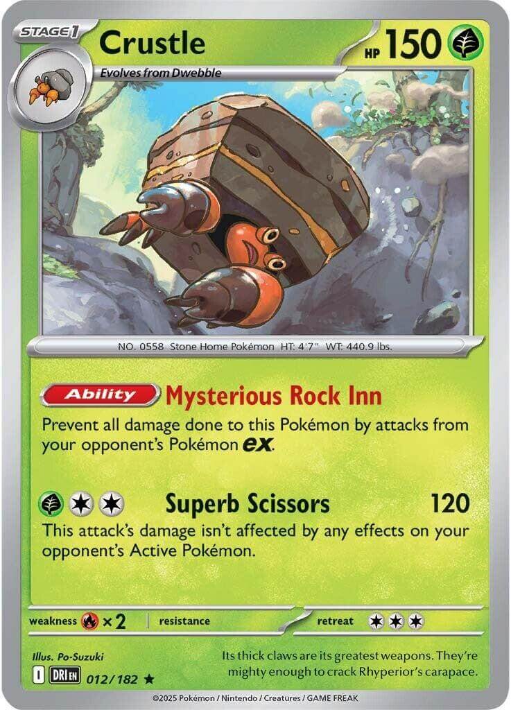 Crustle - 012/182 [DRI - 012/182] Condition: Near Mint Collectible Trading Cards SV10: Destined Rivals Also available: Language: English Printing: Holofoil
