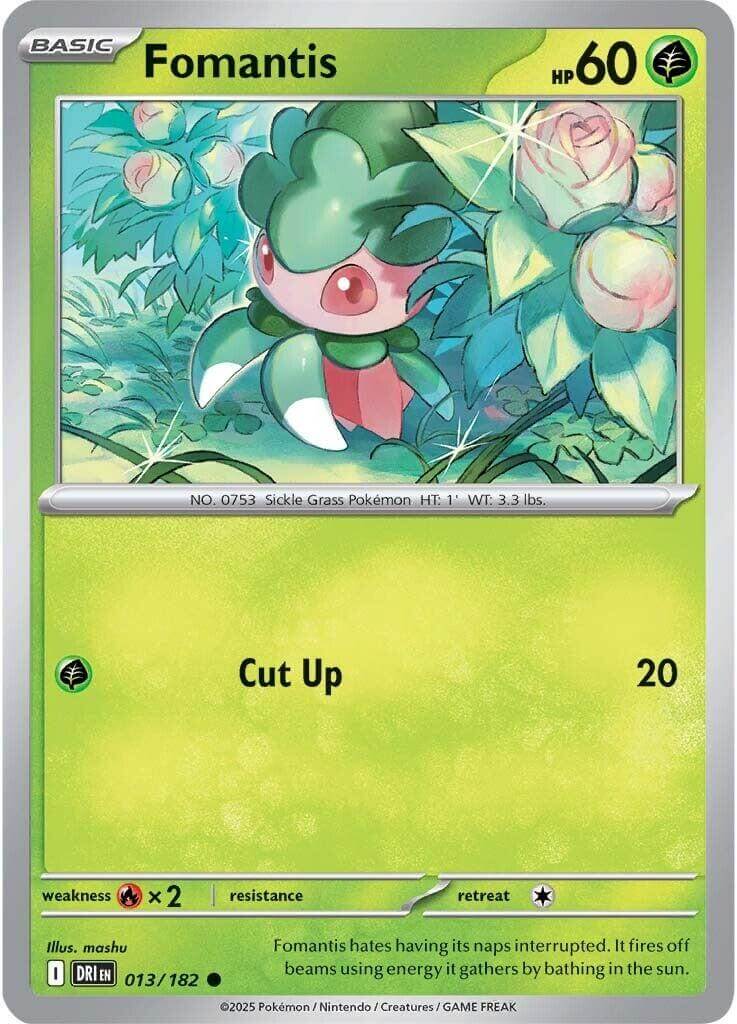 Fomantis [DRI - 013/182] Condition: Near Mint Collectible Trading Cards SV10: Destined Rivals Also available: Language: English Printing: Reverse Holofoil