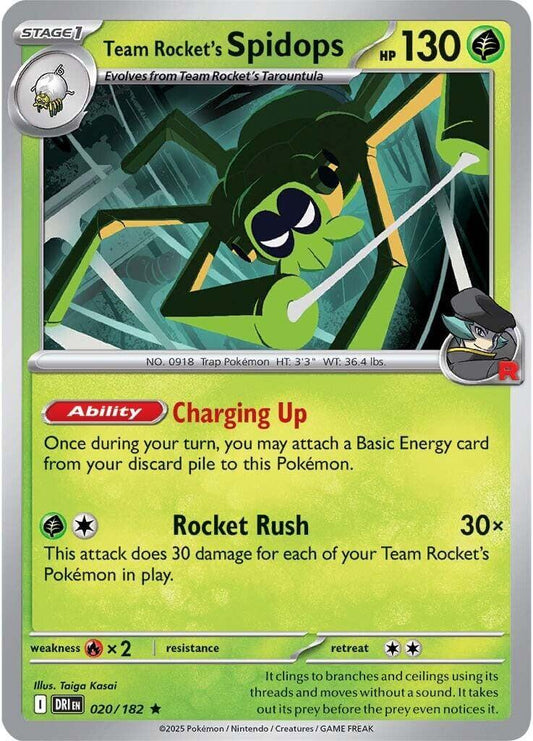 Team Rocket's Spidops - 020/182 [DRI - 020/182] Condition: Near Mint Collectible Trading Cards SV10: Destined Rivals Also available: Language: English Printing: Holofoil
