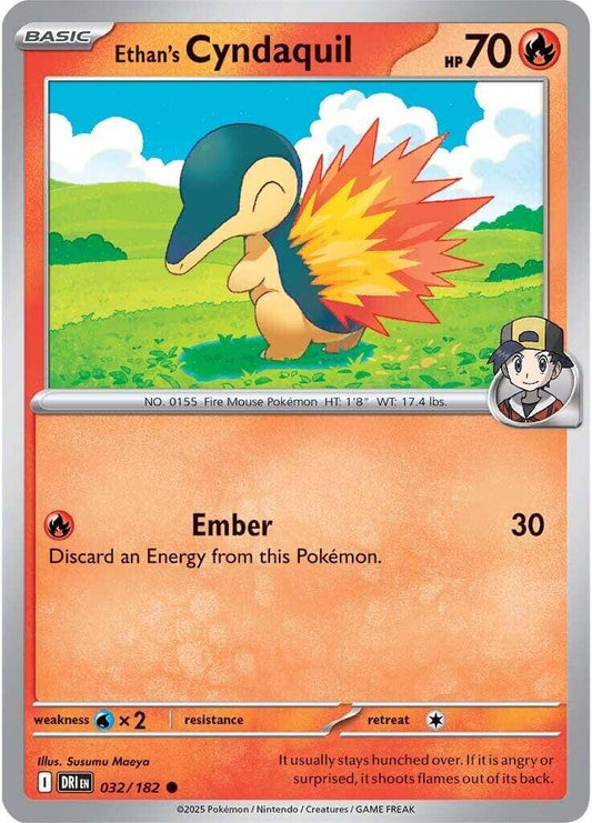 Ethan's Cyndaquil [DRI - 032/182] Condition: Near Mint Collectible Trading Cards SV10: Destined Rivals Also available: Language: English Printing: Reverse Holofoil