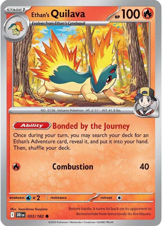 Ethan's Quilava [DRI - 033/182] Condition: Near Mint Collectible Trading Cards SV10: Destined Rivals Also available: Language: English Printing: Reverse Holofoil
