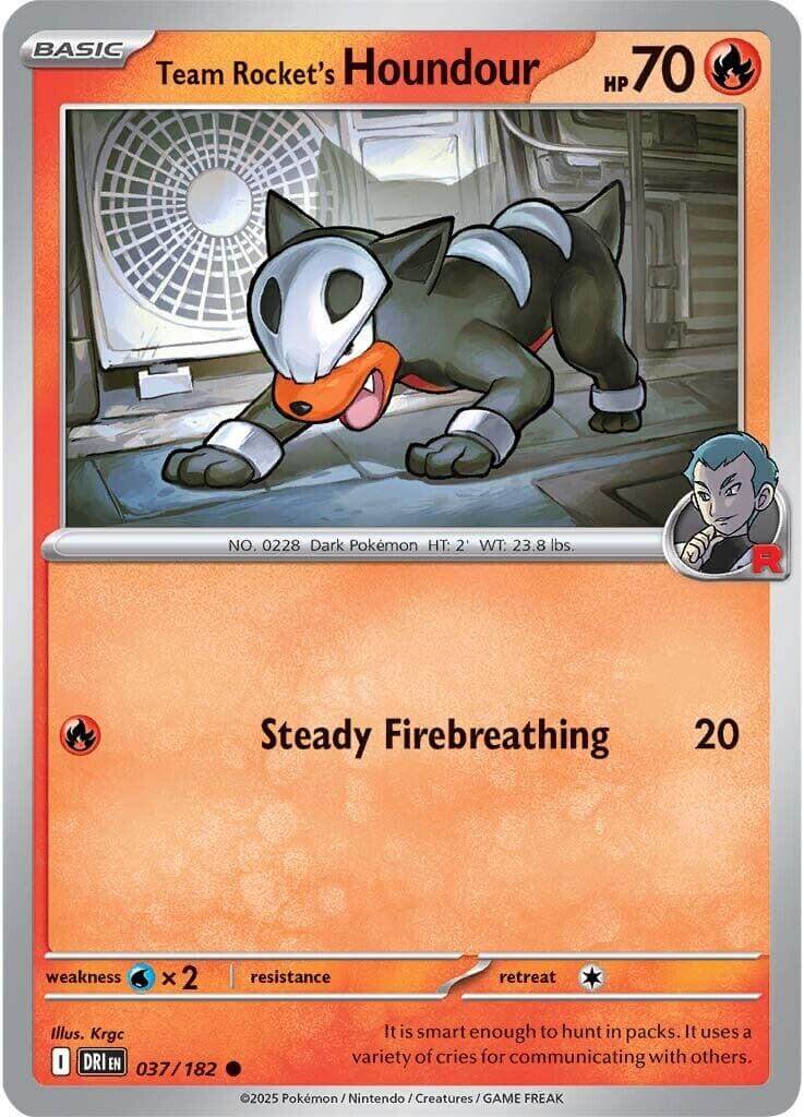 Team Rocket's Houndour [DRI - 037/182] Condition: Near Mint Collectible Trading Cards SV10: Destined Rivals Also available: Language: English Printing: Normal
