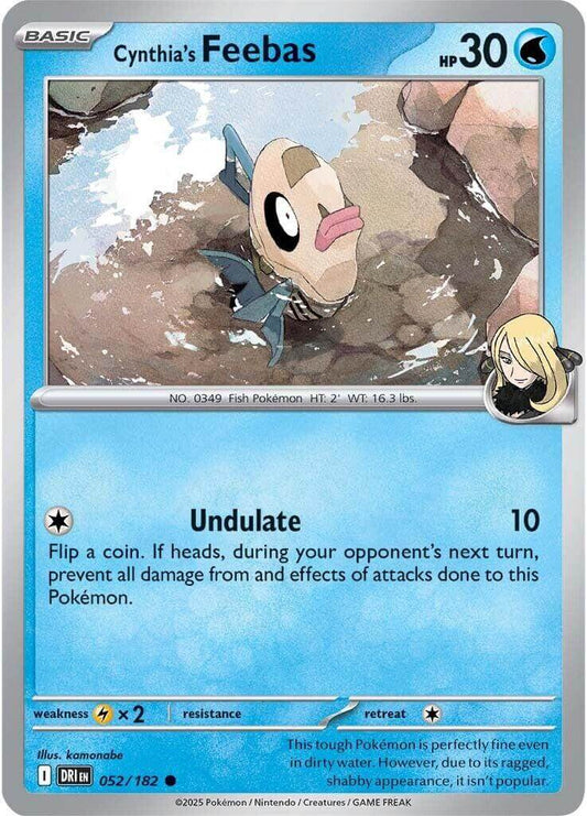 Cynthia's Feebas [DRI - 052/182] Condition: Near Mint Collectible Trading Cards SV10: Destined Rivals Also available: Language: English Printing: Reverse Holofoil