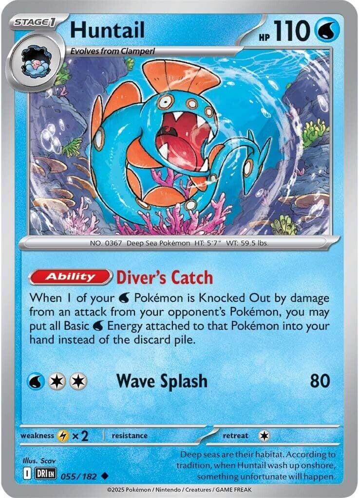 Huntail [DRI - 055/182] Condition: Near Mint Collectible Trading Cards SV10: Destined Rivals Also available: Language: English Printing: Reverse Holofoil