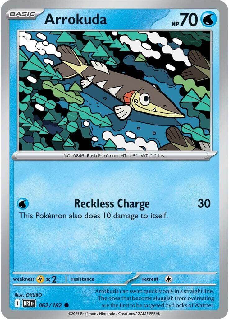Arrokuda [DRI - 062/182] Condition: Near Mint Collectible Trading Cards SV10: Destined Rivals Also available: Language: English Printing: Reverse Holofoil