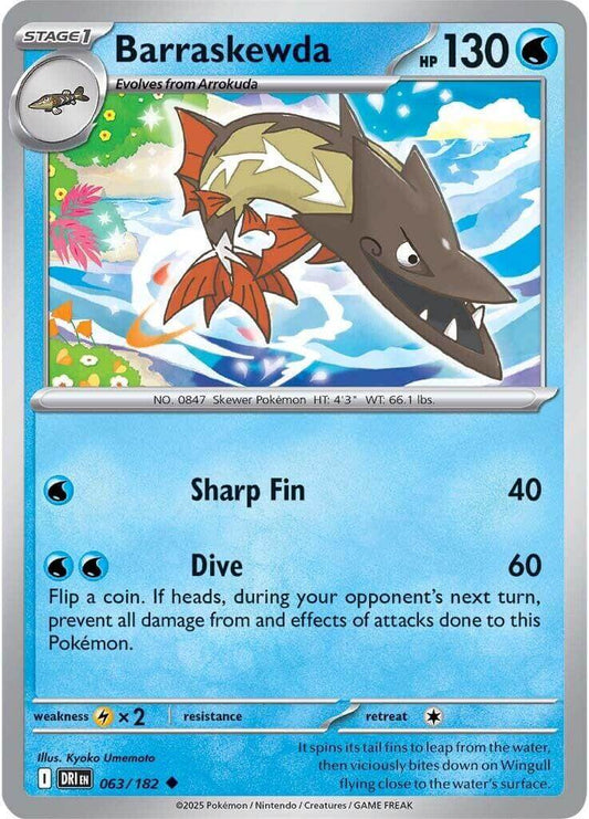 Barraskewda [DRI - 063/182] Condition: Near Mint Collectible Trading Cards SV10: Destined Rivals Also available: Language: English Printing: Reverse Holofoil