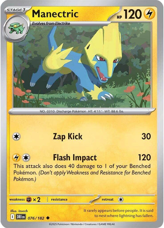 Manectric [DRI - 076/182] Condition: Near Mint Collectible Trading Cards SV10: Destined Rivals Also available: Language: English Printing: Reverse Holofoil