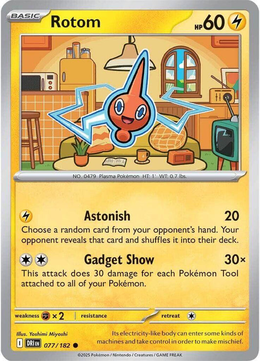 Rotom - 077/182 [DRI - 077/182] Condition: Near Mint Collectible Trading Cards SV10: Destined Rivals Also available: Language: English Printing: Reverse Holofoil