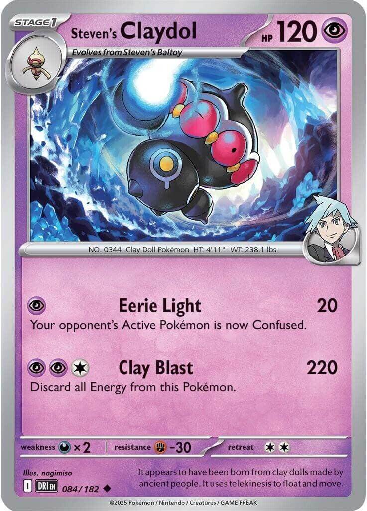 Steven's Claydol [DRI - 084/182] Condition: Near Mint Collectible Trading Cards SV10: Destined Rivals Also available: Language: English Printing: Reverse Holofoil