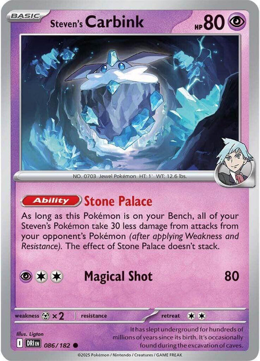 Steven's Carbink [DRI - 086/182] Condition: Near Mint Collectible Trading Cards SV10: Destined Rivals Also available: Language: English Printing: Reverse Holofoil