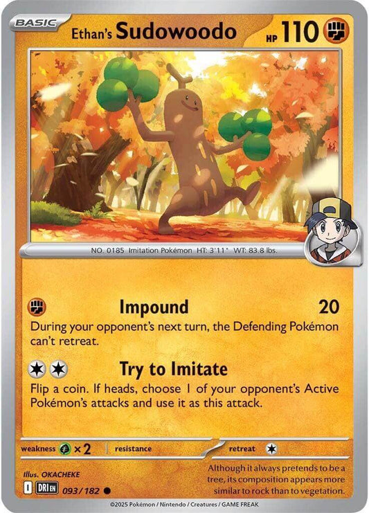 Ethan's Sudowoodo [DRI - 093/182] Condition: Near Mint Collectible Trading Cards SV10: Destined Rivals Also available: Language: English Printing: Reverse Holofoil