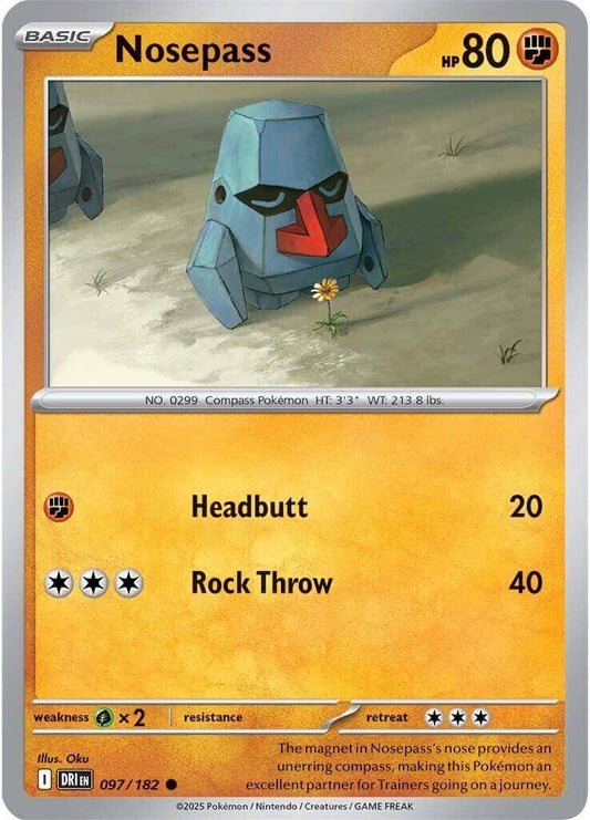 Nosepass [DRI - 097/182] Condition: Near Mint Collectible Trading Cards SV10: Destined Rivals Also available: Language: English Printing: Reverse Holofoil