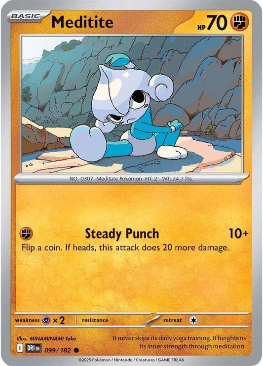 Meditite [DRI - 099/182] Condition: Near Mint Collectible Trading Cards SV10: Destined Rivals Also available: Language: English Printing: Reverse Holofoil