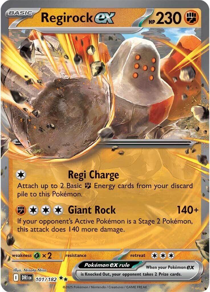 Regirock ex - 101/182 [DRI - 101/182] Condition: Near Mint Collectible Trading Cards SV10: Destined Rivals Also available: Language: English Printing: Holofoil