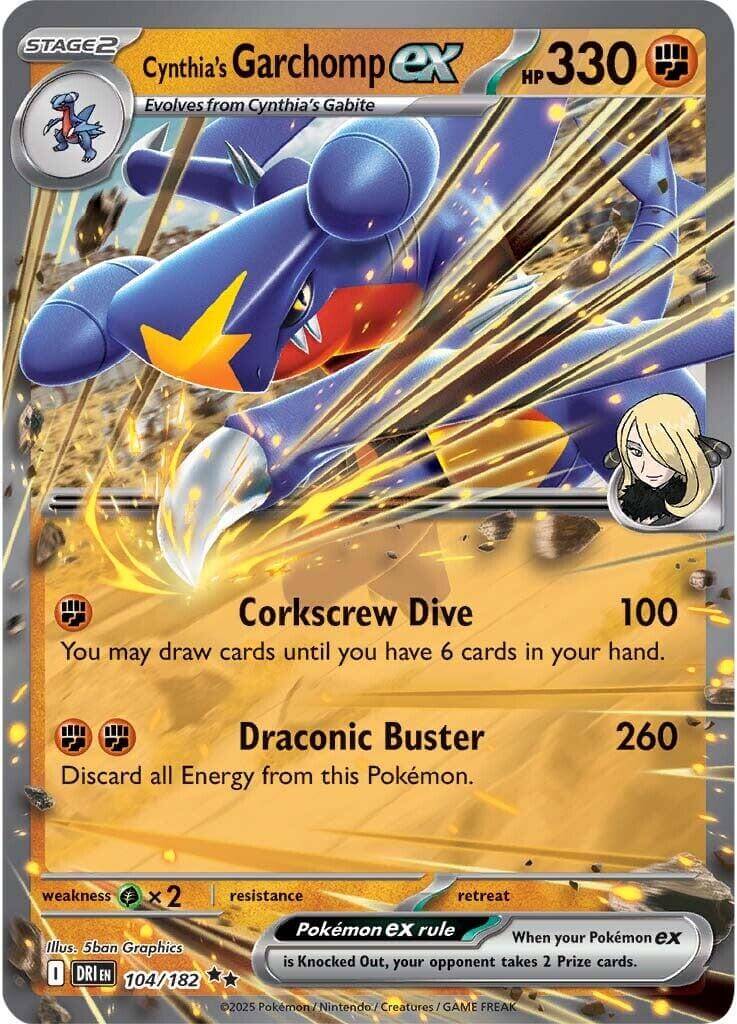 Cynthia's Garchomp ex - 104/182 [DRI - 104/182] Condition: Near Mint Collectible Trading Cards SV10: Destined Rivals Also available: Language: English Printing: Holofoil