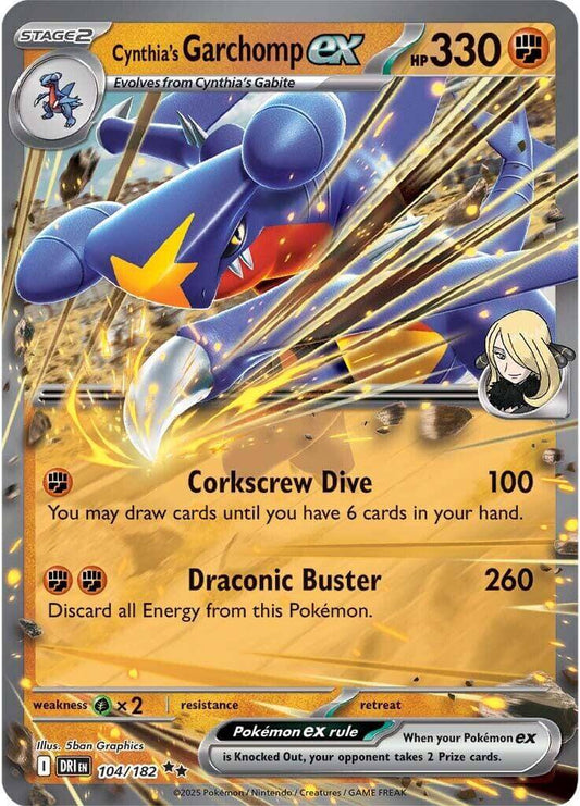 Cynthia's Garchomp ex - 104/182 [DRI - 104/182] Condition: Near Mint Collectible Trading Cards SV10: Destined Rivals Also available: Language: English Printing: Holofoil