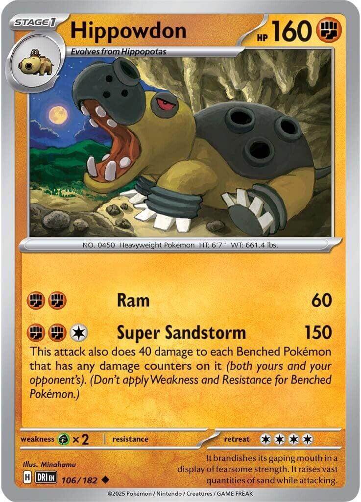 Hippowdon [DRI - 106/182] Condition: Near Mint Collectible Trading Cards SV10: Destined Rivals Also available: Language: English Printing: Reverse Holofoil