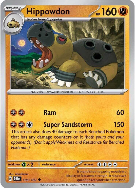 Hippowdon [DRI - 106/182] Condition: Near Mint Collectible Trading Cards SV10: Destined Rivals Also available: Language: English Printing: Reverse Holofoil