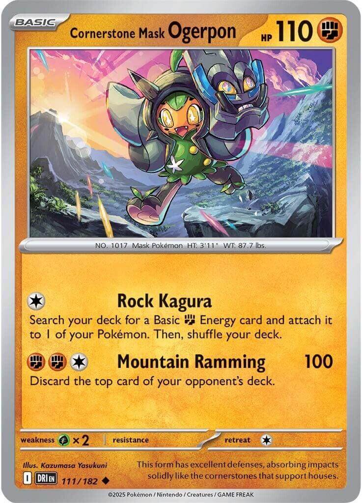 Cornerstone Mask Ogerpon [DRI - 111/182] Condition: Near Mint Collectible Trading Cards SV10: Destined Rivals Also available: Language: English Printing: Reverse Holofoil