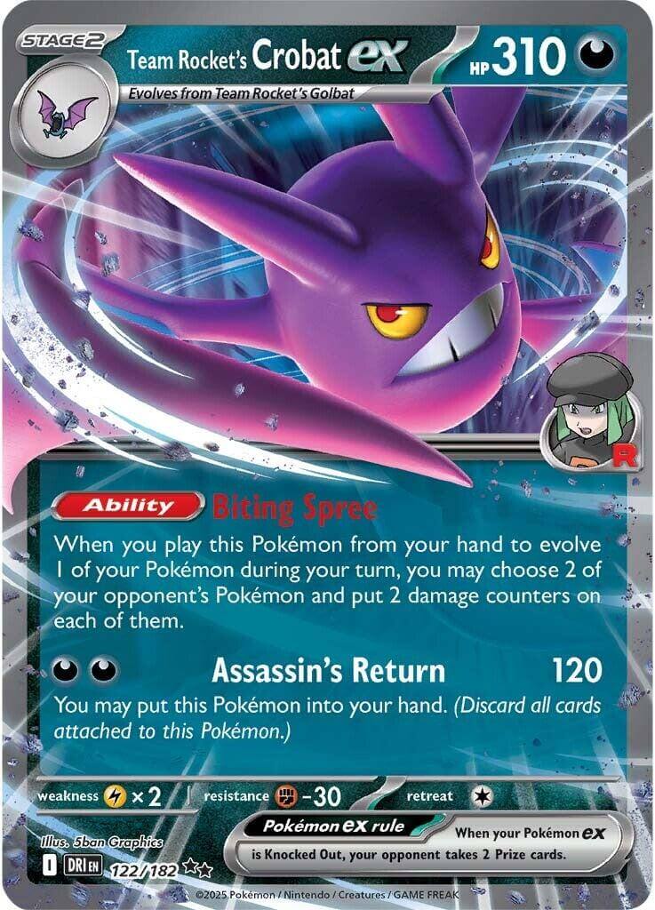 Team Rocket's Crobat ex - 122/182 [DRI - 122/182] Condition: Near Mint Collectible Trading Cards SV10: Destined Rivals Also available: Language: English Printing: Holofoil