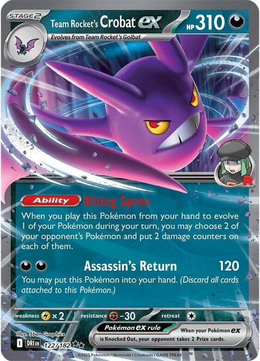 Team Rocket's Crobat ex - 122/182 [DRI - 122/182] Condition: Near Mint Collectible Trading Cards SV10: Destined Rivals Also available: Language: English Printing: Holofoil