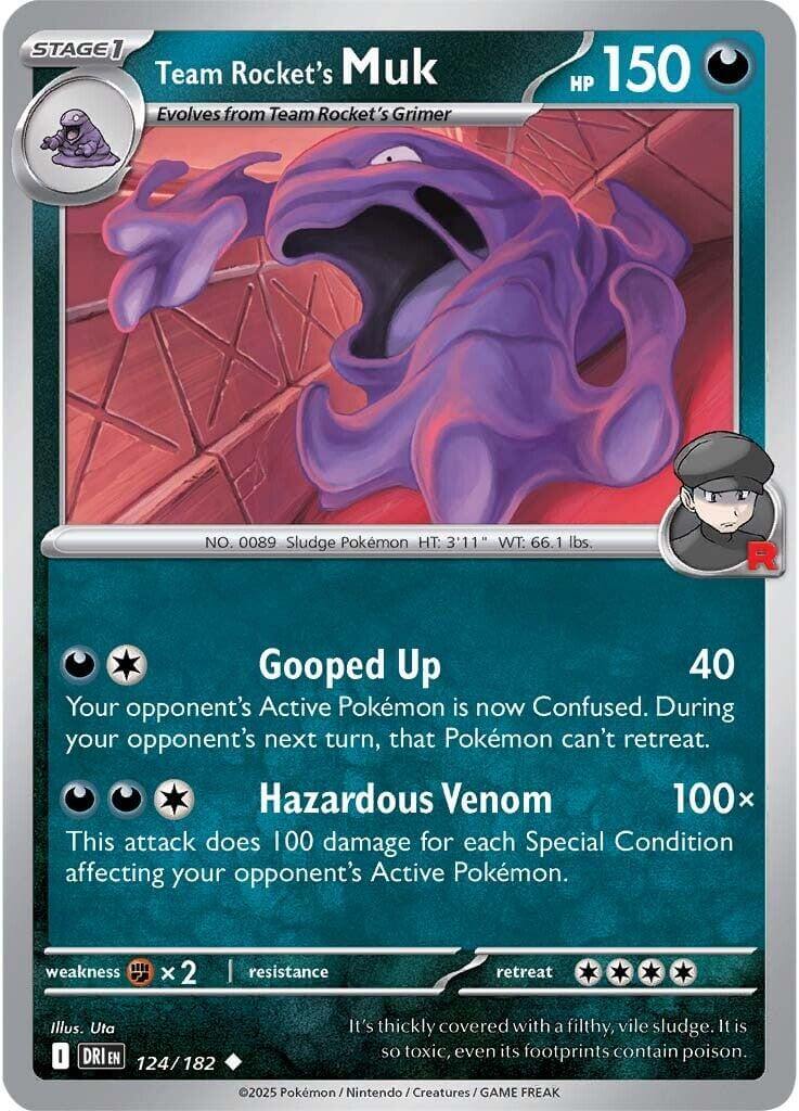 Team Rocket's Muk [DRI - 124/182] Condition: Near Mint Collectible Trading Cards SV10: Destined Rivals Also available: Language: English Printing: Reverse Holofoil
