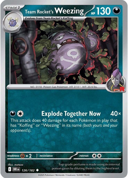Team Rocket's Weezing - 126/182 [DRI - 126/182] Condition: Near Mint Collectible Trading Cards SV10: Destined Rivals Also available: Language: English Printing: Reverse Holofoil