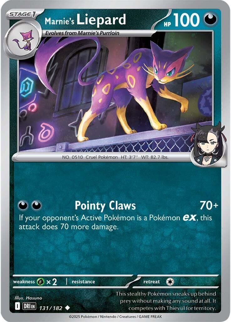 Marnie's Liepard [DRI - 131/182] Condition: Near Mint Collectible Trading Cards SV10: Destined Rivals Also available: Language: English Printing: Reverse Holofoil