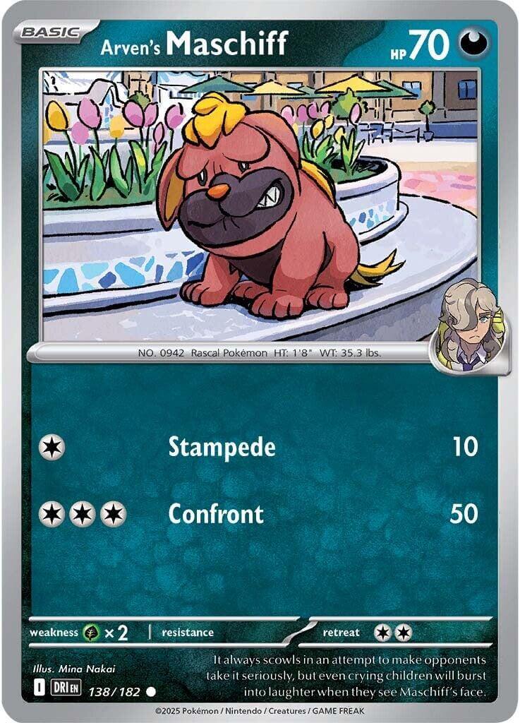 Arven's Maschiff [DRI - 138/182] Condition: Near Mint Collectible Trading Cards SV10: Destined Rivals Also available: Language: English Printing: Reverse Holofoil