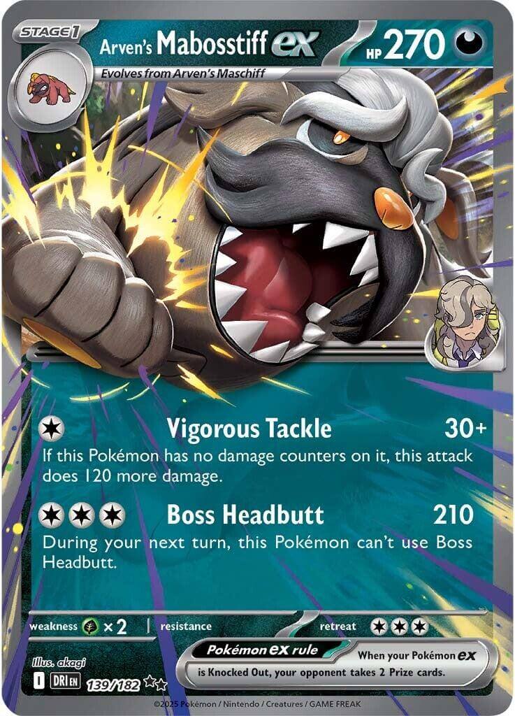 Arven's Mabosstiff ex - 139/182 [DRI - 139/182] Condition: Near Mint Collectible Trading Cards SV10: Destined Rivals Also available: Language: English Printing: Holofoil