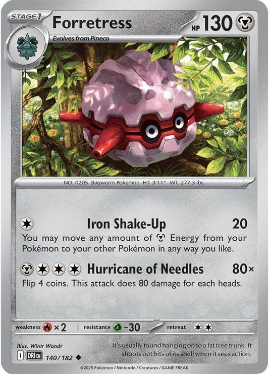 Forretress [DRI - 140/182] Condition: Near Mint Collectible Trading Cards SV10: Destined Rivals Also available: Language: English Printing: Reverse Holofoil