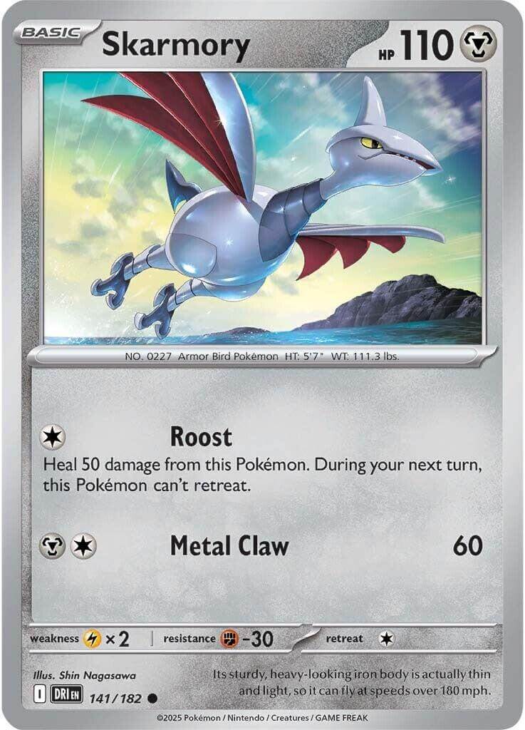 Skarmory [DRI - 141/182] Condition: Near Mint Collectible Trading Cards SV10: Destined Rivals Also available: Language: English Printing: Reverse Holofoil