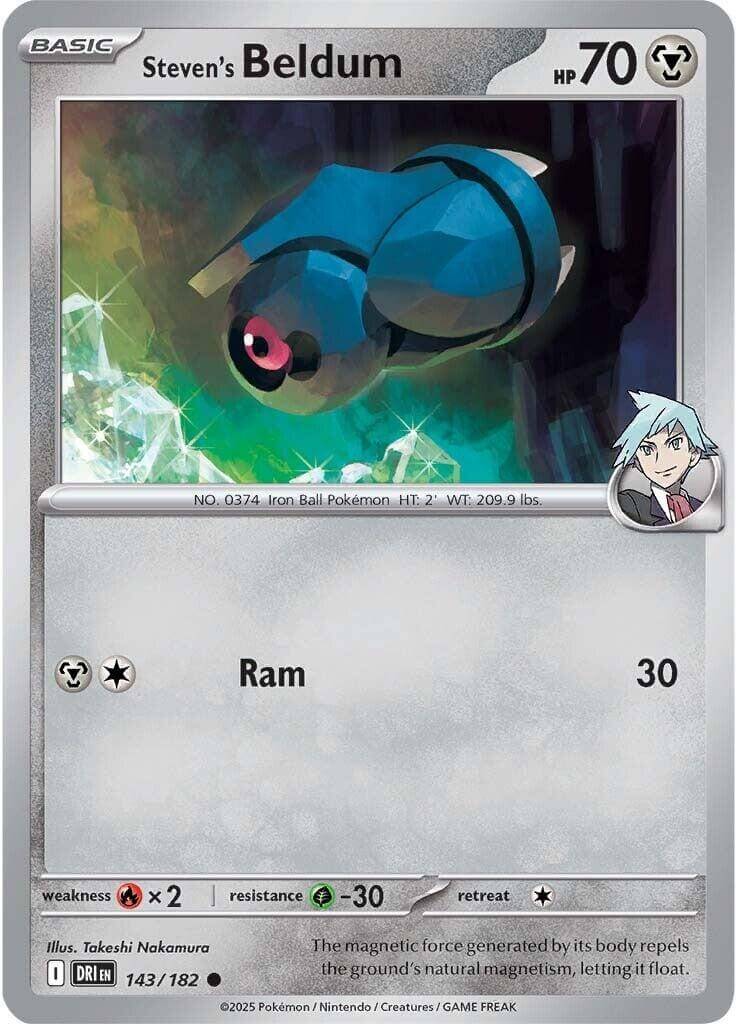 Steven's Beldum [DRI - 143/182] Condition: Near Mint Collectible Trading Cards SV10: Destined Rivals Also available: Language: English Printing: Reverse Holofoil