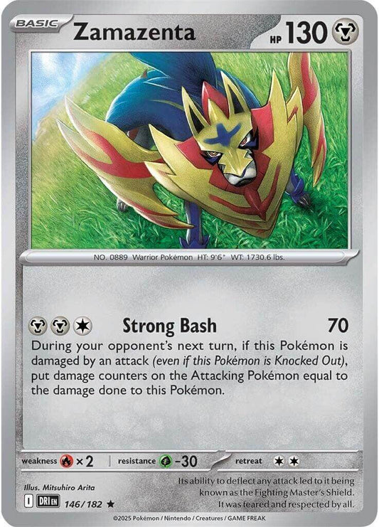 Zamazenta - 146/182 [DRI - 146/182] Condition: Near Mint Collectible Trading Cards SV10: Destined Rivals Also available: Language: English Printing: Holofoil